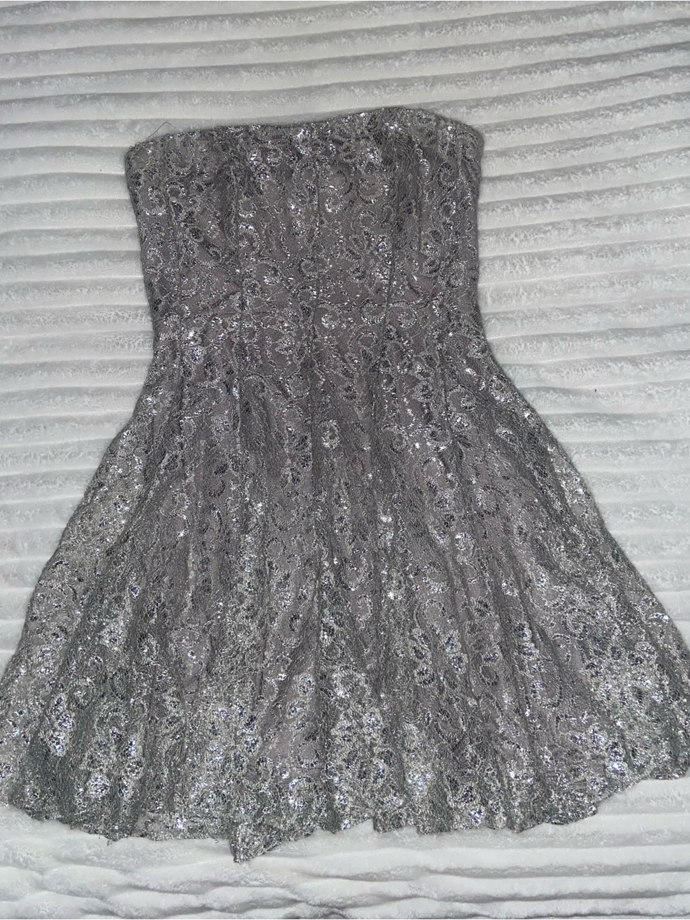 Vintage Cache Metallic Lace Strapless Mini Dress Size 6
